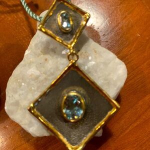 Gold and silver blue sapphire pendant  gold chain not shown … or use your own